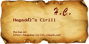 Hegedűs Cirill névjegykártya